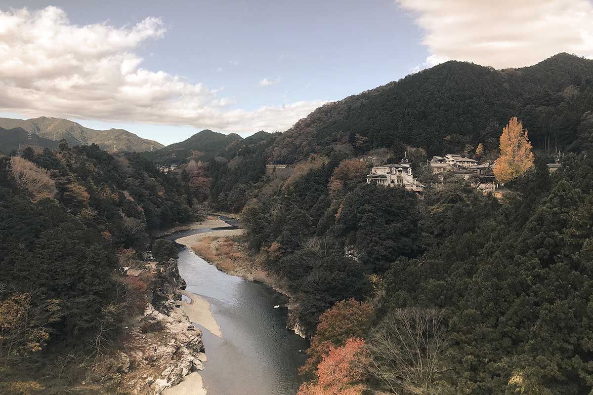 多摩川の流れ風景
